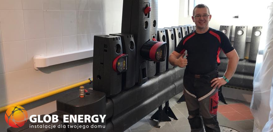 Stanisław Migas przy instalacji Glob Energy